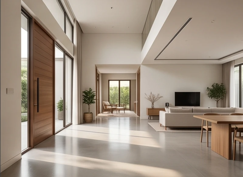 Tuổi Tý hợp hướng nào: chuẩn Bát Trạch và cách hóa giải 7 Khoảng trống rộng rãi phía trước cửa chính tạo không gian minh đường tụ thủy lý tưởng cho phòng khách