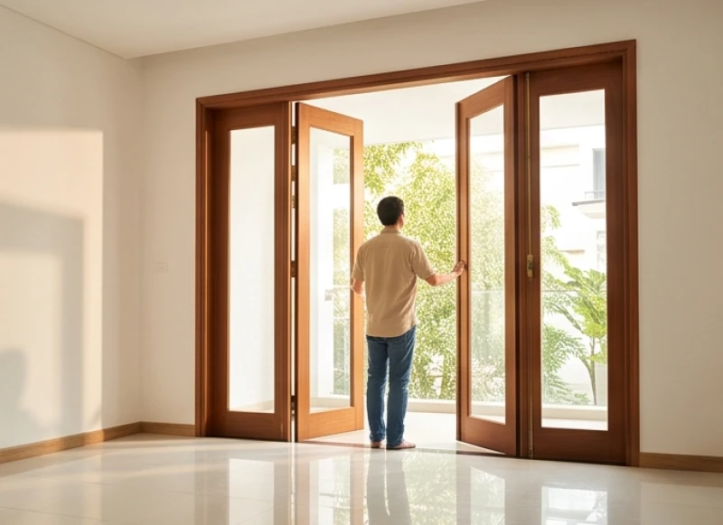Chủ nhà mở toang các cánh cửa sổ và cửa chính để đón ánh sáng tự nhiên vào không gian mới