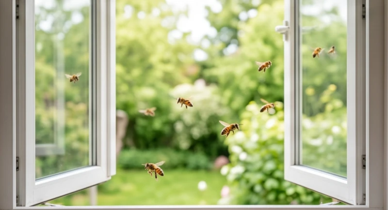 Mơ thấy ong mật: Giải mã điềm báo chi tiết theo từng bối cảnh 6 Những chú ong mật đang nhẹ nhàng bay ra ngoài qua khung cửa sổ mở rộng