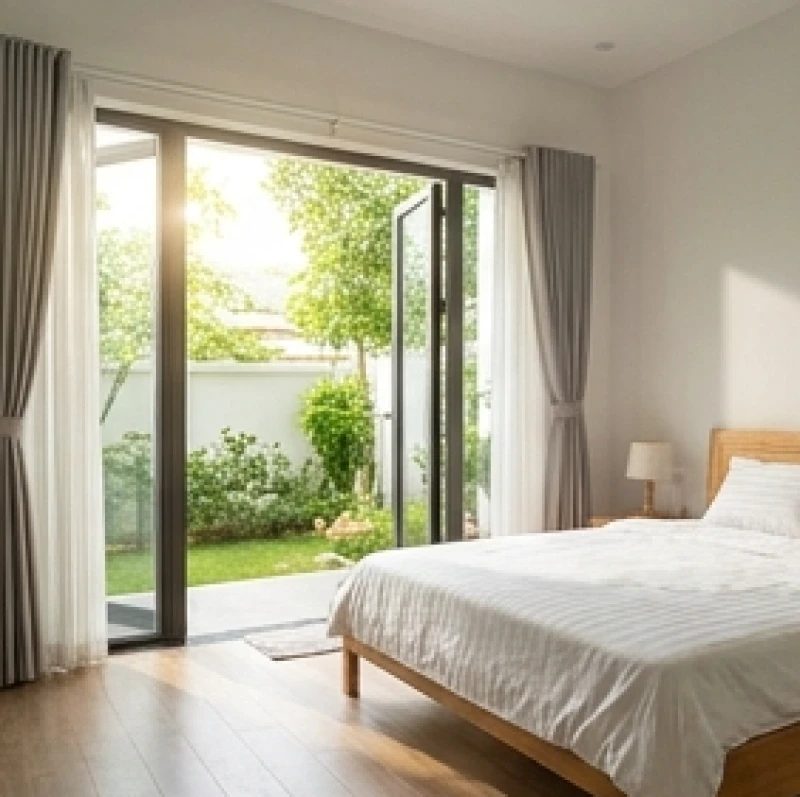 Cửa sổ phòng ngủ mở rộng đón ánh nắng mặt trời giúp đẩy lùi nấm mốc và khí âm