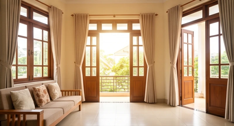 Nhà bị ngập là điềm gì: Phân tích theo nguồn nước & cách xả xui 7 Các cánh cửa sổ và cửa chính trong nhà được mở toang để đón gió và ánh sáng mặt trời tự nhiên