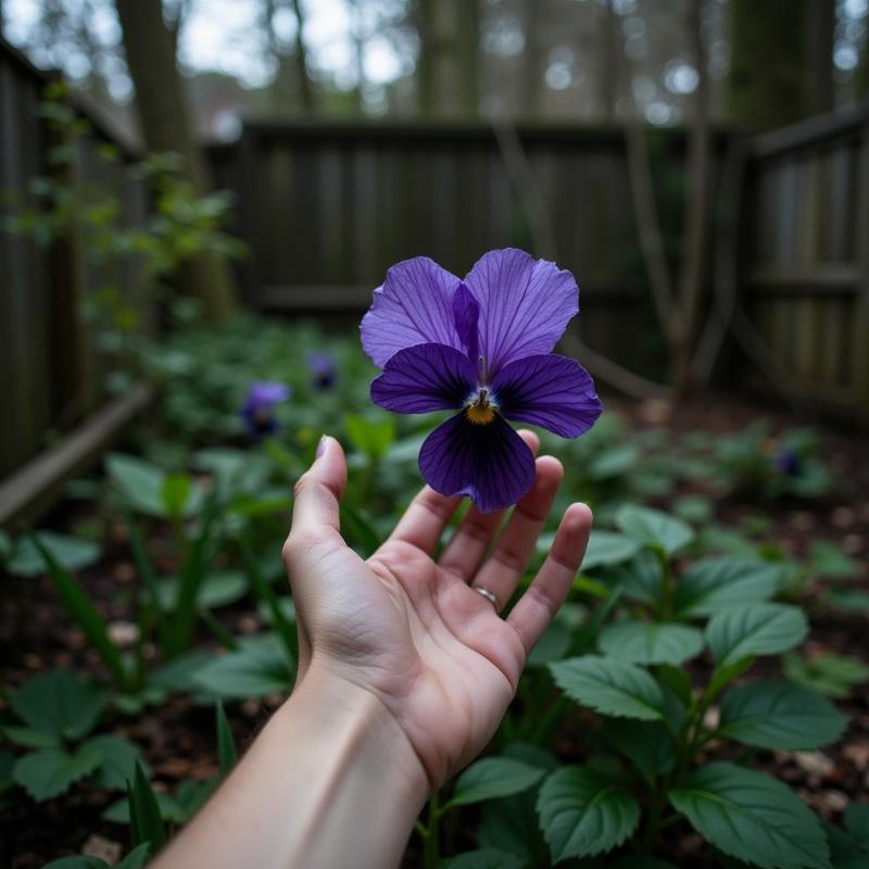 Mơ hái hoa violet héo úa