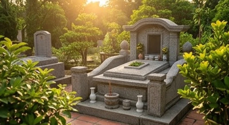 Khu lăng mộ gia tiên khang trang êm ấm tượng trưng cho điềm báo cát lành khi mơ thấy bốc mộ người thân