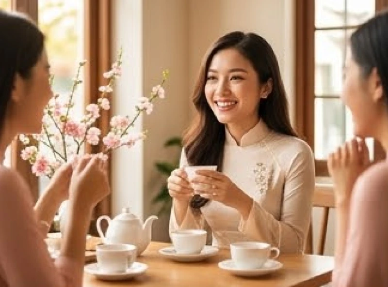 Người tuổi Tỵ vui vẻ trò chuyện cùng bạn bè trong buổi tiệc trà đầu năm nhằm mở rộng nhân duyên