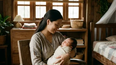 Hình ảnh minh họa ý nghĩa tâm linh và tâm lý học đằng sau giấc mơ thấy ẵm em bé sơ sinh đang ngủ say