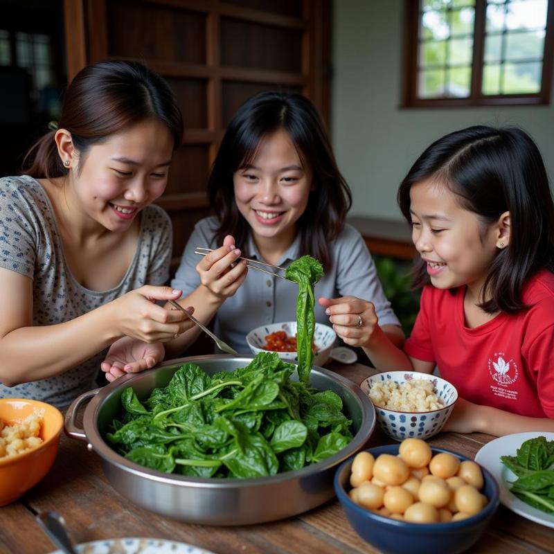 Mơ thấy ăn rau mồng tơi luộc cùng gia đình