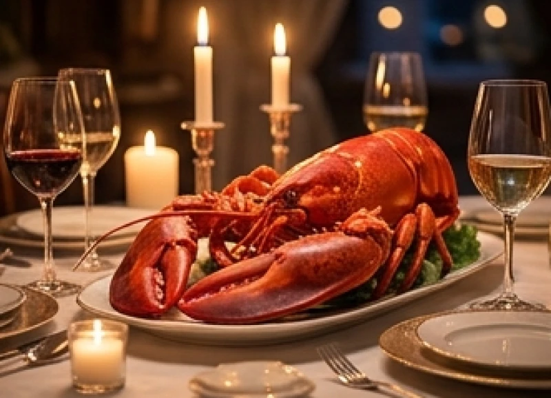 Bàn tiệc sang trọng với món tôm hùm khổng lồ thể hiện khát vọng vươn tới cuộc sống sung túc và vương giả