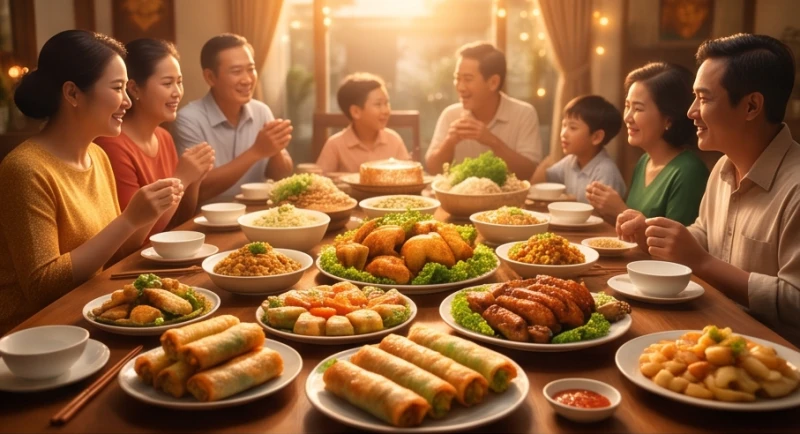 Mơ thấy ăn uống tiệc tùng: Điềm báo, số may mắn & cách hóa giải 1 Bàn tiệc đông người với nhiều món ngon thịnh soạn thể hiện điềm báo may mắn thuận lợi về đường tài lộc