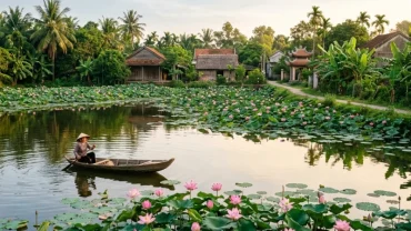 Hình ảnh mặt nước trong vắt tĩnh lặng gợi lên ý nghĩa phong thủy của giấc mơ thấy ao hồ và tài lộc