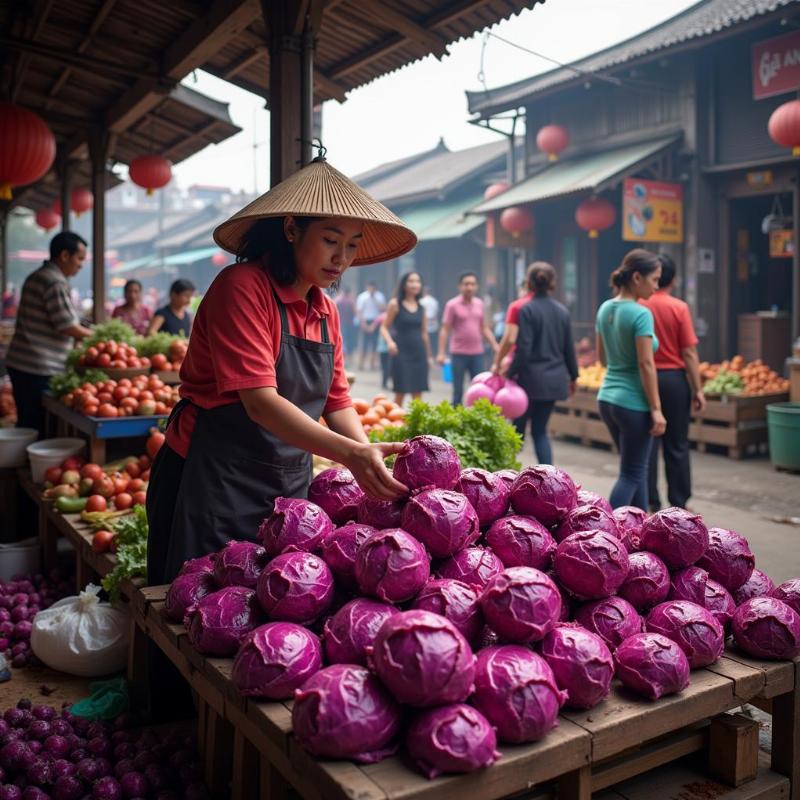 Mơ thấy bán cải đỏ trong chợ