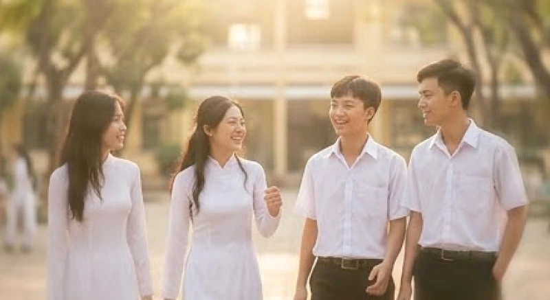 Nhóm học sinh cấp 3 Việt Nam mặc áo dài và sơ mi trắng xuất hiện trong ký ức giấc mơ