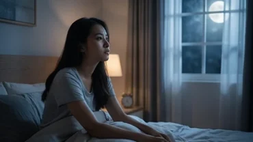 Cô gái trẻ trầm ngâm suy nghĩ sau khi thức dậy từ giấc mơ thấy bạn trai cũ