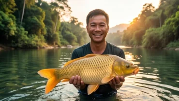 Người đàn ông nở nụ cười tươi tắn sau khi trải qua giấc mơ thấy bắt được cá chép vàng óng ánh