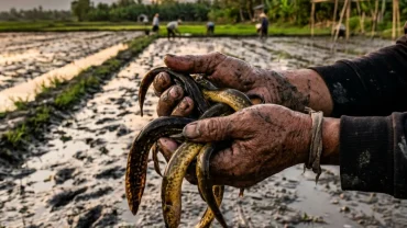 Hình ảnh minh họa tâm lý và điềm báo chi tiết khi bạn mơ thấy bắt được nhiều lươn dưới lớp bùn lầy sâu
