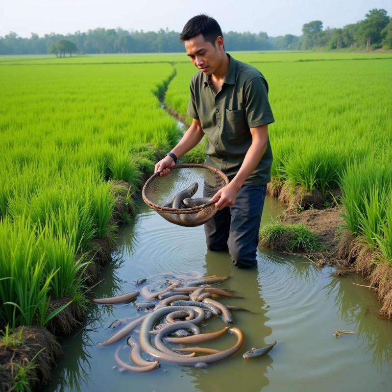 Mơ thấy bắt lươn trên đồng