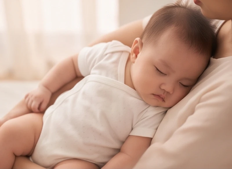 Một bé gái đáng yêu với khuôn mặt thanh bình đang ngủ say, tượng trưng cho sự êm ấm trong tình cảm gia đạo
