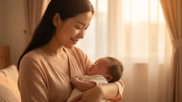 Người mẹ hiền từ nhẹ nhàng ôm ấp khi mơ thấy bế em bé đang say giấc nồng trong vòng tay