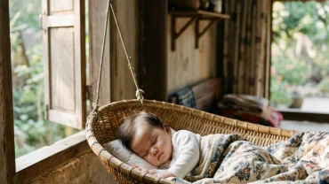 Hình ảnh một em bé gái sơ sinh đang ngủ say sưa tượng trưng cho điềm báo khi mơ thấy bé gái xinh xắn