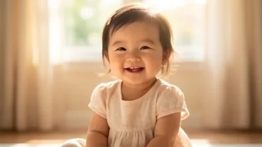 Em bé đáng yêu với nụ cười rạng rỡ tượng trưng cho điềm lành khi mơ thấy bé gái xinh xắn