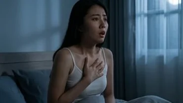 Người phụ nữ Việt Nam thức giấc giữa đêm trong trạng thái bàng hoàng mồ hôi vã ra sau khi mơ thấy bị thương chảy máu