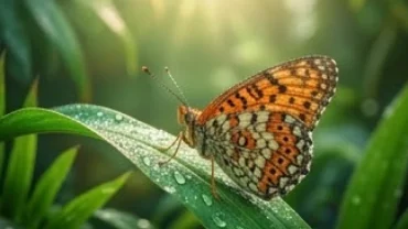 Con bướm rực rỡ dang rộng đôi cánh lấp lánh dưới ánh nắng bình minh thể hiện điềm lành khi mơ thấy bướm