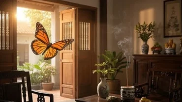 Con bướm rực rỡ bay vào không gian phòng khách thanh tịnh mang theo thông điệp khi mơ thấy bướm bay vào nhà