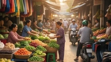 Khu chợ truyền thống sầm uất đại diện cho giấc mơ thấy buôn bán mang lại nhiều điềm báo về tài chính và sự nghiệp