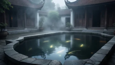 Hồ cá phong thủy tĩnh lặng phản ánh điềm báo phong thủy đằng sau giấc mơ thấy cá chết nhiều
