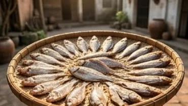 Mẹt cá khô được phơi dưới ánh nắng mặt trời mang ý nghĩa điềm báo khi mơ thấy cá khô