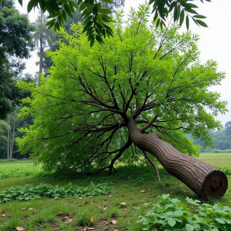 Mơ thấy cây cóc đổ nhưng vẫn còn xanh tốt