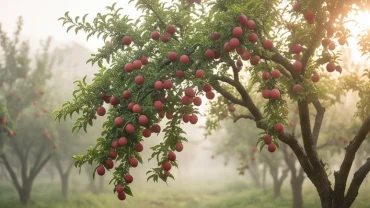 Ý nghĩa khi mơ thấy cây mận trĩu quả chín đỏ rực rỡ dưới ánh nắng
