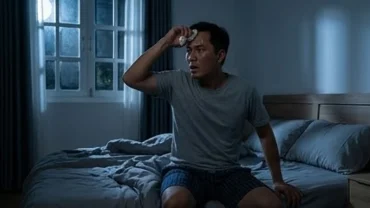 Người đàn ông giật mình tỉnh giấc giữa đêm trên giường ngủ sau khi mơ thấy cha đánh mình