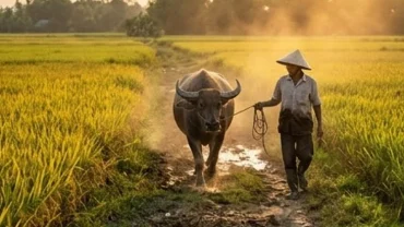 Khung cảnh thanh bình trên cánh đồng lúa chín vàng gắn liền với ý nghĩa của giấc mơ thấy chăn trâu