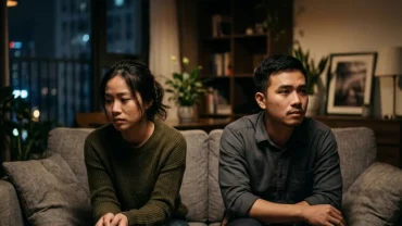 Bức ảnh chụp một cặp đôi buồn bã quay lưng lại với nhau thể hiện cảm giác bất an khi mơ thấy chia tay người yêu