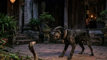 Hình ảnh minh họa chi tiết về điềm báo và ý nghĩa phong thủy khi mơ thấy chó cắn rắn trong cuộc sống