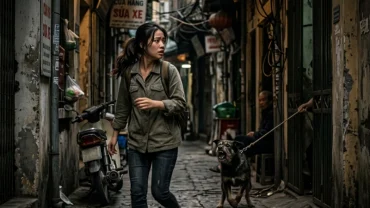 Người hoảng hốt chạy trốn trên con hẻm hẹp rêu phong khi mơ thấy chó đuổi cắn