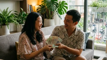 Hình ảnh mang tính biểu tượng khi mơ thấy chồng cho tiền thể hiện sự gắn kết và tài lộc gia đình