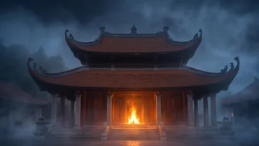 Ảo ảnh về một ngôi chùa cổ kính bốc cháy ngùn ngụt trong sương đêm tĩnh lặng khi bạn mơ thấy chùa bị cháy