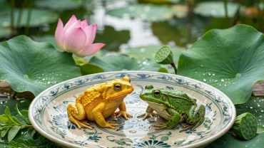Bối cảnh phong thuỷ truyền thống minh hoạ chi tiết điềm báo khi mơ thấy cóc ếch mang lại tài lộc