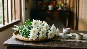 Hình ảnh hoa cúc trắng tĩnh lặng đại diện cho điềm báo khi mơ thấy đám ma người thân mang ý nghĩa chuyển giao
