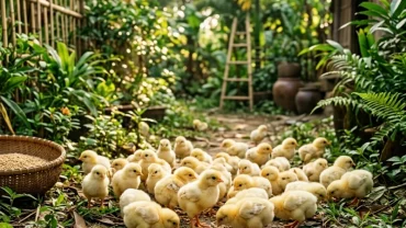 Hình ảnh minh họa chân thực cho điềm báo mơ thấy đàn gà con mới nở mang lại năng lượng phong thủy tích cực