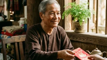 Hình ảnh người đàn ông lạ mặt mỉm cười trao phong bì tiền lộc cát tường giải mã điềm báo mơ thấy đàn ông cho tiền