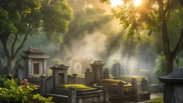 Khung cảnh tĩnh mịch tại khu lăng mộ gia tộc mang đậm màu sắc tâm linh khi mơ thấy đào mộ người thân