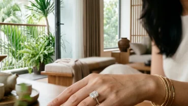 Bàn tay đeo chiếc nhẫn kim cương lấp lánh giúp giải mã điềm báo khi mơ thấy đeo nhẫn kim cương