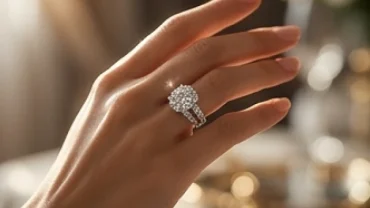 Bàn tay thanh lịch đeo nhẫn kim cương lấp lánh thể hiện trọn vẹn điềm báo khi mơ thấy đeo nhẫn kim cương về tài lộc