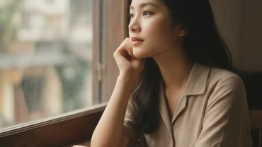 Người phụ nữ thẩn thờ nhìn ra cửa sổ quán cà phê hoài niệm về giấc mơ thấy đi chơi với người yêu cũ