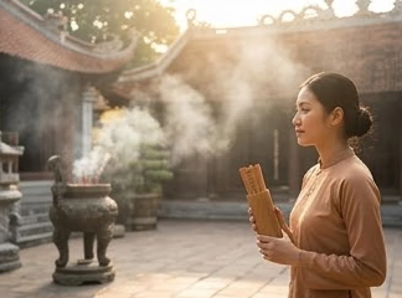 Khoảng sân chùa thanh tịnh ngập tràn khói nhang mờ ảo nơi con người tìm đến để rút xăm và cầu bình an