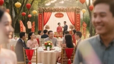 Không gian tiệc hỷ truyền thống ngập tràn ánh sáng tái hiện chân thực khi mơ thấy đi đám cưới