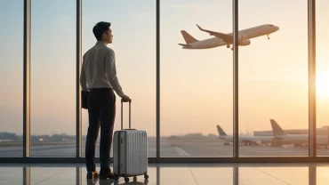 Hành khách xách vali tại sân bay thể hiện rõ thông điệp khi mơ thấy đi nước ngoài làm việc