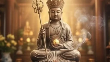 Tôn tượng Địa Tạng Vương Bồ Tát uy nghi xuất hiện trong giấc mộng với ánh sáng thanh tịnh